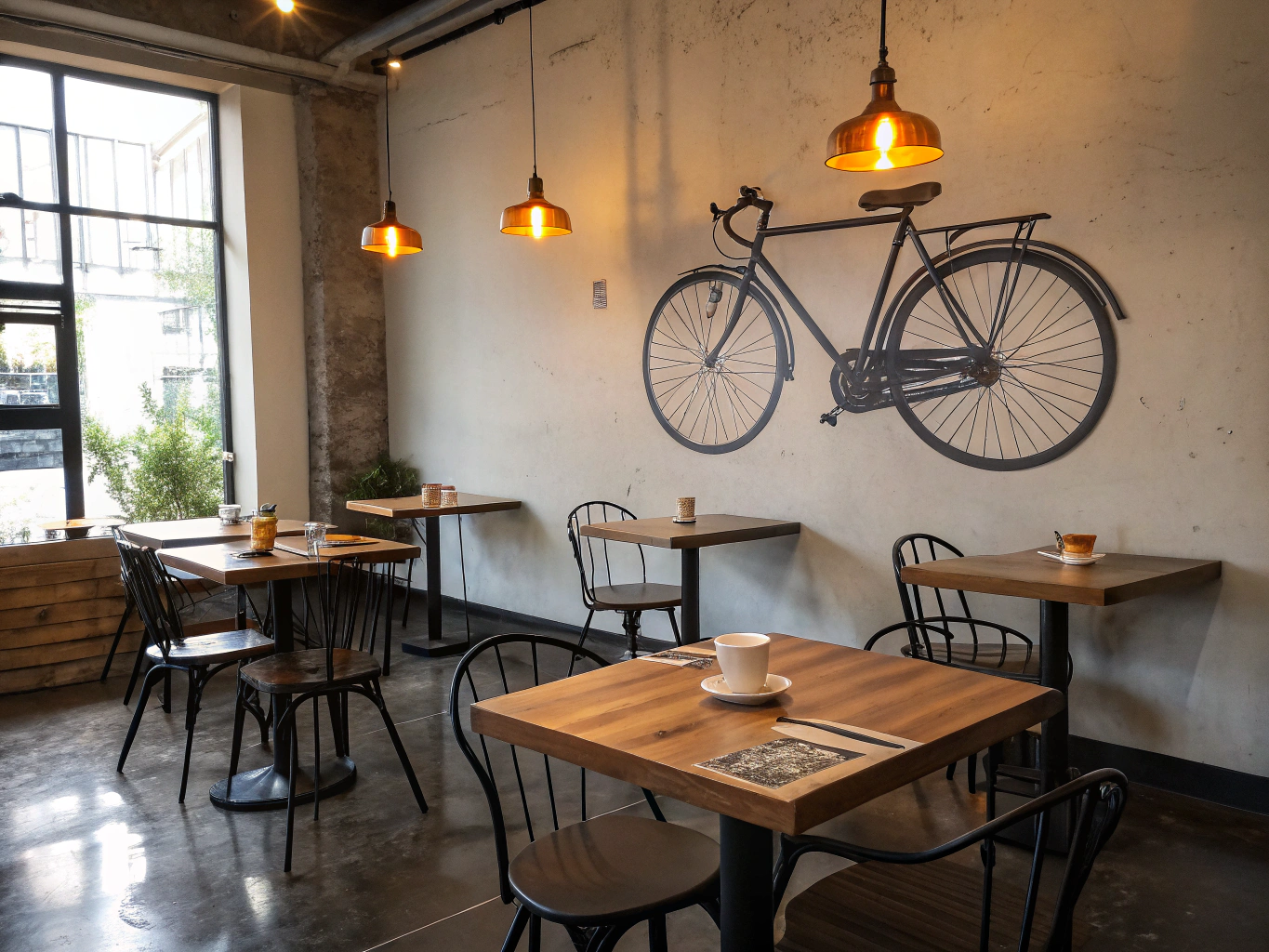 Gezellige sfeer in de CYCLEBREW koffiebar met wielerdecoratie