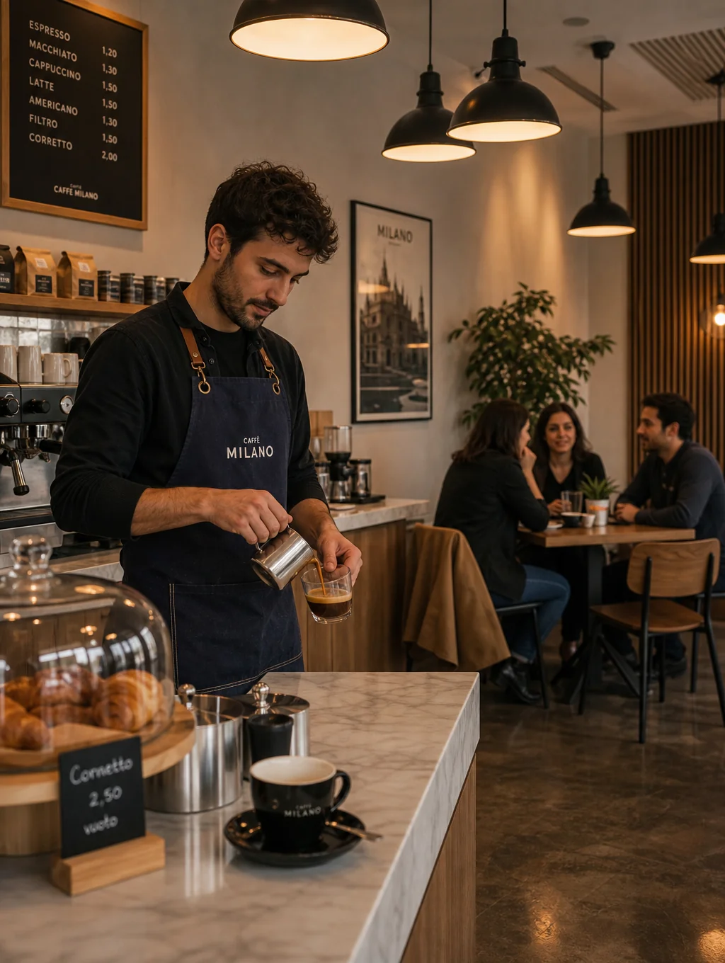 Gezellige sfeer in het wielercafé met koffie en koers op tv